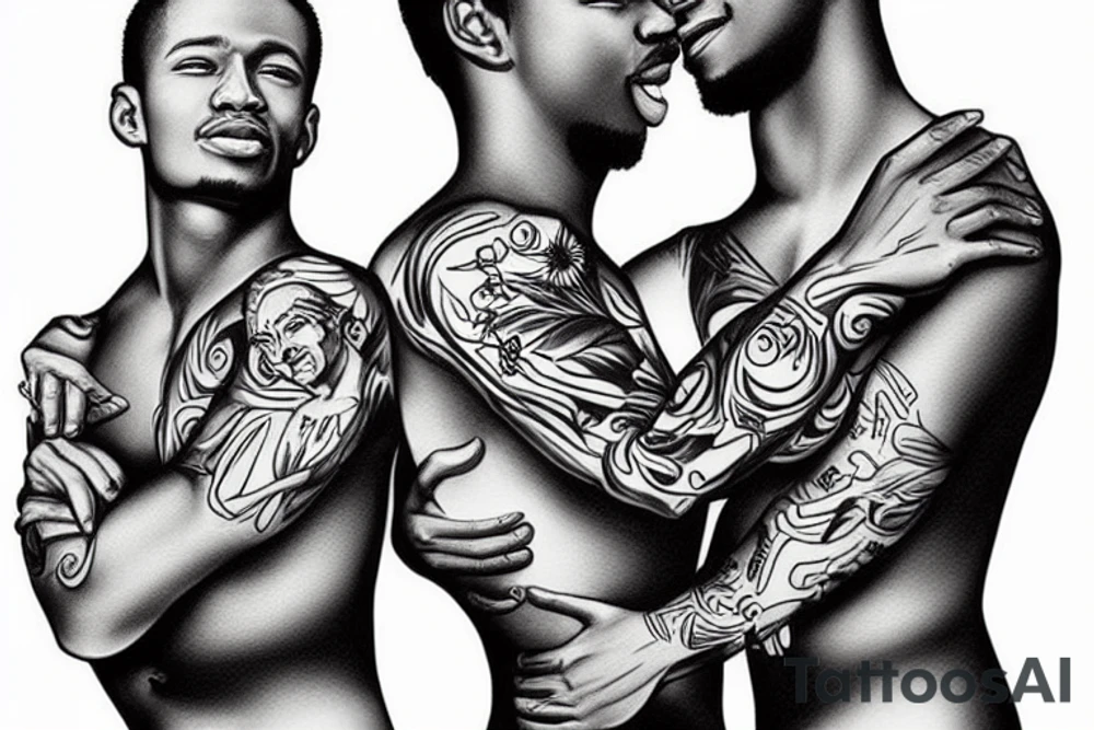 gay couple in love on vacation tattoo idea
