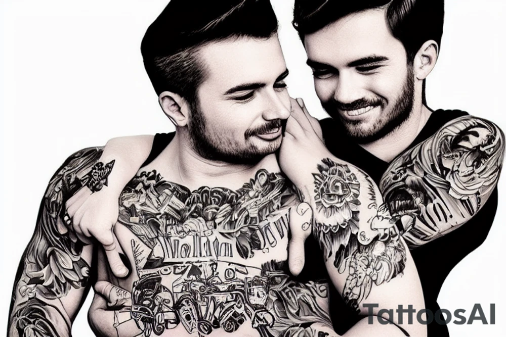 gay couple in love on vacation tattoo idea