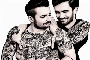gay couple in love on vacation tattoo idea