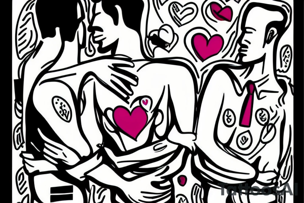 gay couple in love on vacation tattoo idea