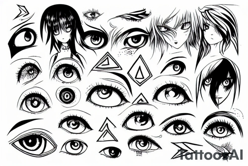 Psyhodelic, eyes, eye, triangle, anime tattoo idea