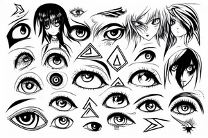 Psyhodelic, eyes, eye, triangle, anime tattoo idea