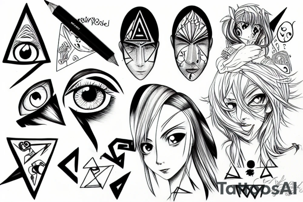 Psyhodelic, eye, triangle, anime tattoo idea