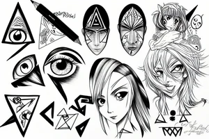 Psyhodelic, eye, triangle, anime tattoo idea