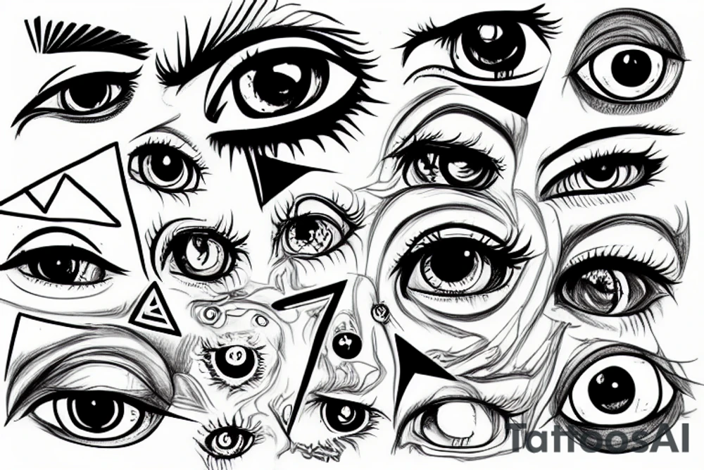 Psyhodelic, eye, triangle, anime tattoo idea
