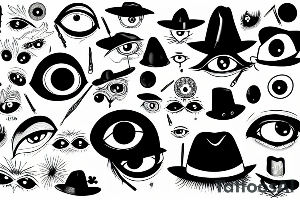 Black hat with eyes tattoo idea