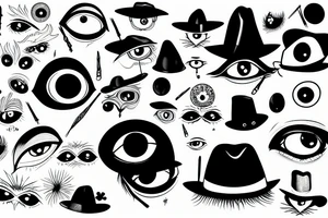 Black hat with eyes tattoo idea