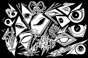 Psyhodelic, eye, triangle, anime, shikki, dead tattoo idea