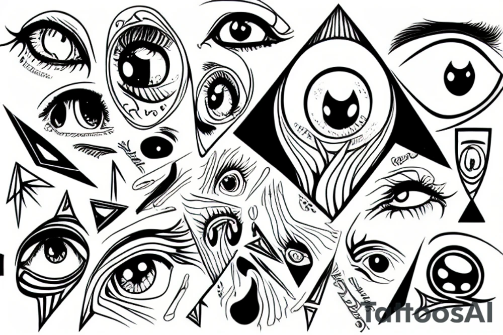 Psyhodelic, eye, triangle, anime, shikki, dead tattoo idea