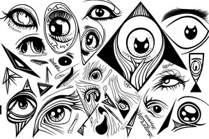 Psyhodelic, eye, triangle, anime, shikki, dead tattoo idea