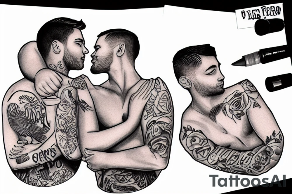gay couple in love on vacation tattoo idea