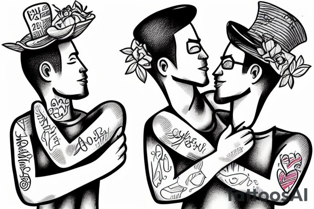 gay couple in love on vacation tattoo idea