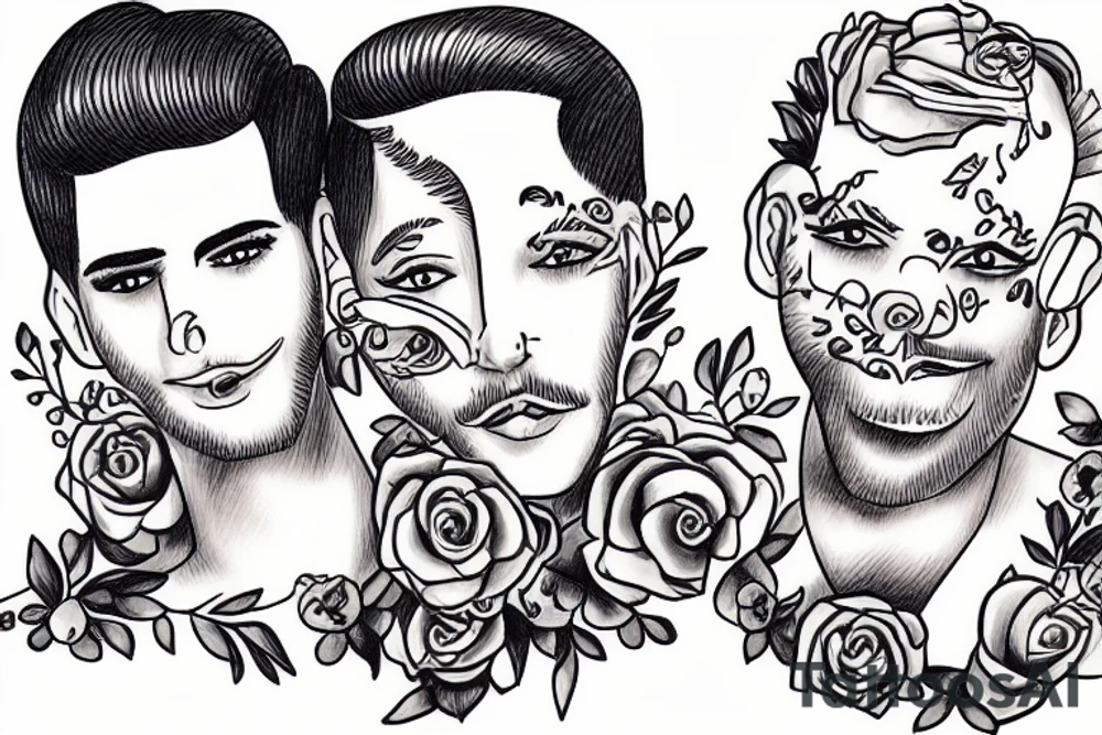 gay couple in love on vacation tattoo idea