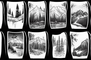 Forest mountain stream tattoo idea