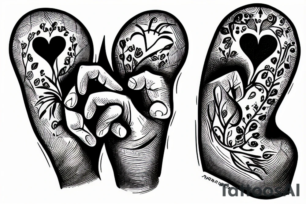 arm and hand holding a bleeding heart tattoo idea