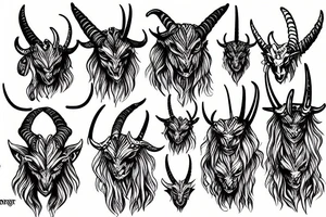 Demon Goat with long horns tattoo idea