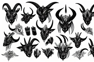 Demon Goat with long horns tattoo idea