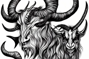 four eyed Demon Alpine Goat extremely long horns tattoo idea