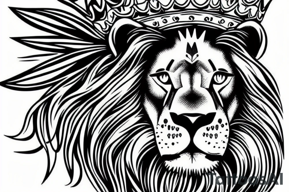 a old lion with a crown tattoo idea