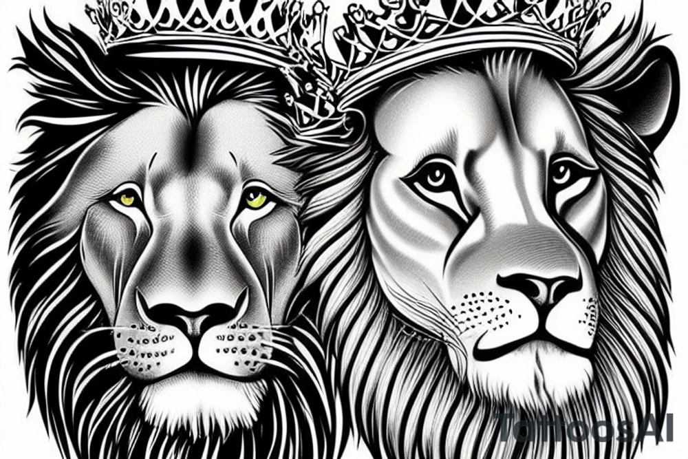 a old lion with a crown tattoo idea