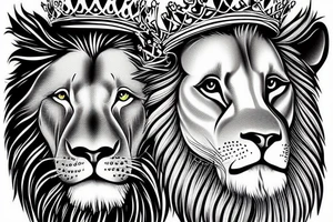 a old lion with a crown tattoo idea
