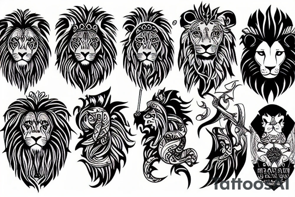 Lion with weapon tattoo idea