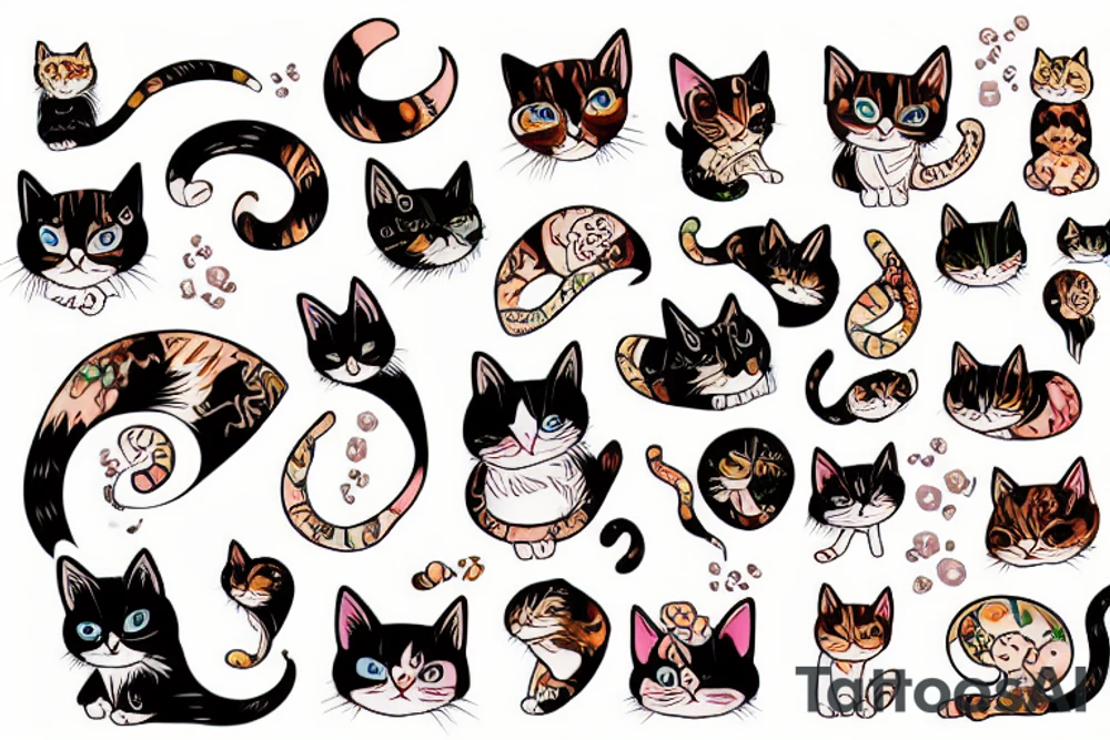 calico bobtail cat tattoo idea