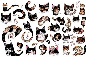 calico bobtail cat tattoo idea