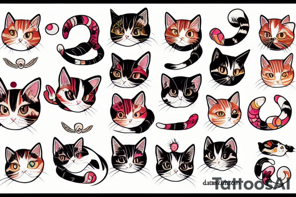 calico bobtail cat tattoo idea