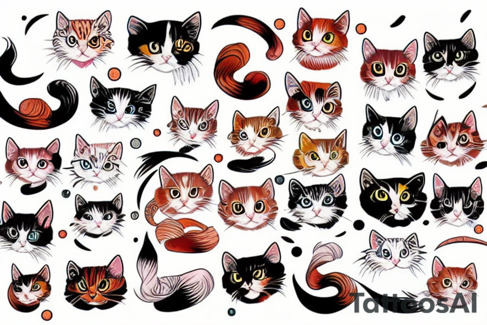 calico bobtail cat tattoo idea