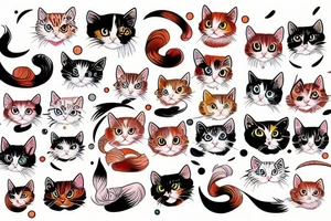 calico bobtail cat tattoo idea