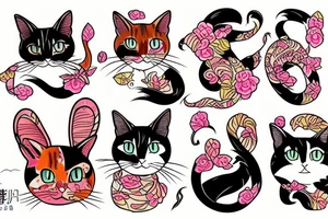 calico bobtail cat tattoo idea