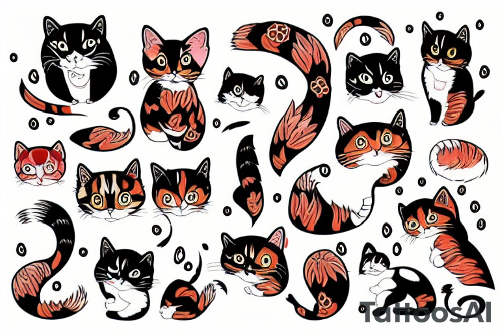 calico bobtail cat tattoo idea