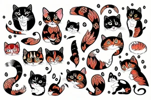 calico bobtail cat tattoo idea