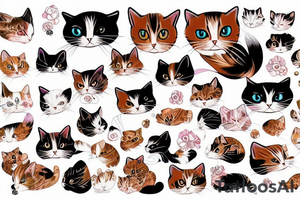 calico bobtail cat tattoo idea