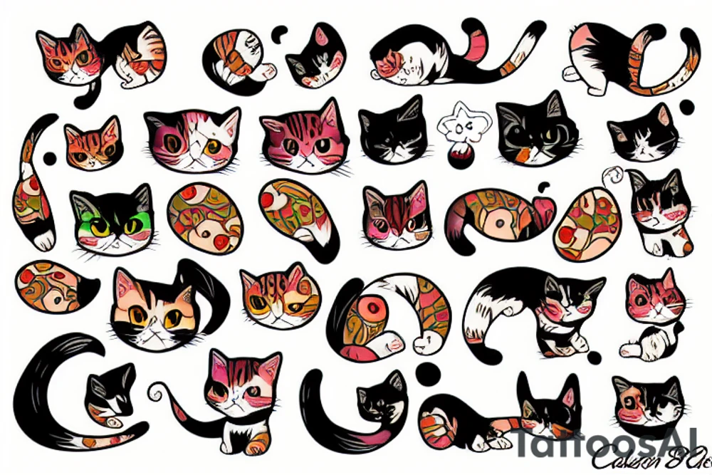 calico bobtail cat tattoo idea