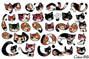 calico bobtail cat tattoo idea