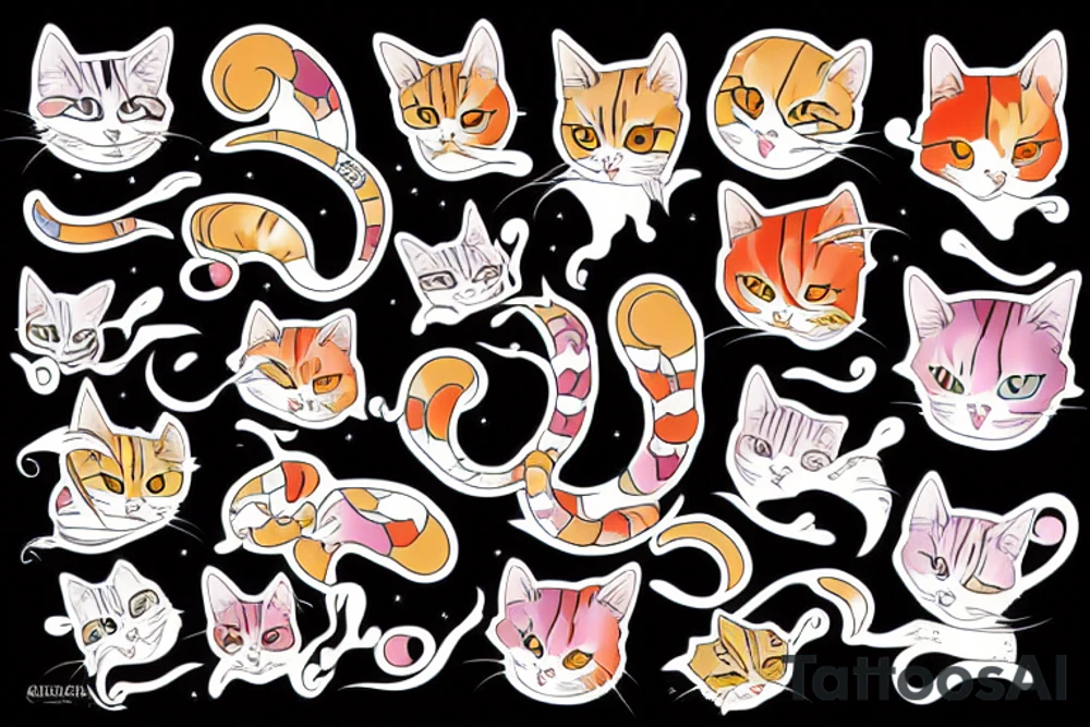 calico bobtail cat tattoo idea