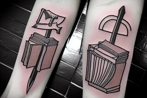 An axe with a book as the blade tattoo idea