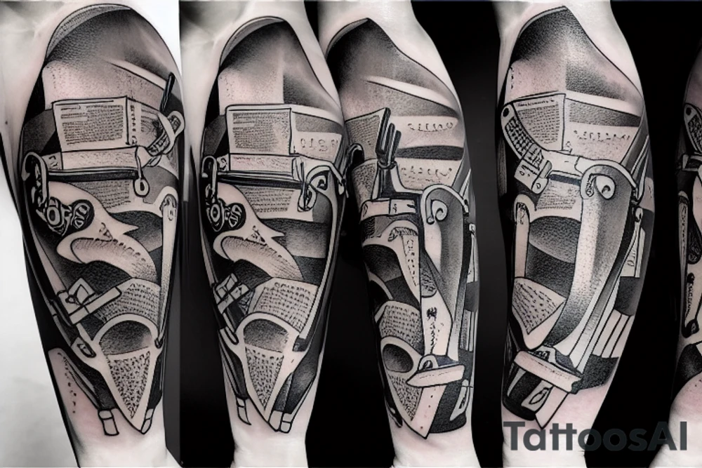 An axe with a book as the blade tattoo idea