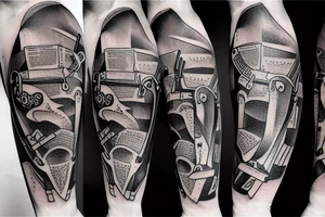 An axe with a book as the blade tattoo idea