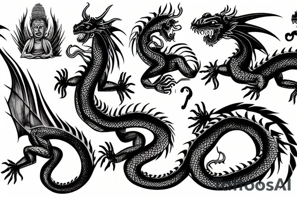 a dragon wrapped around a buddha tattoo idea