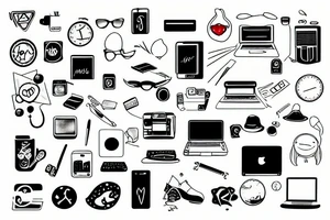 a minimal laptop in full color tattoo idea