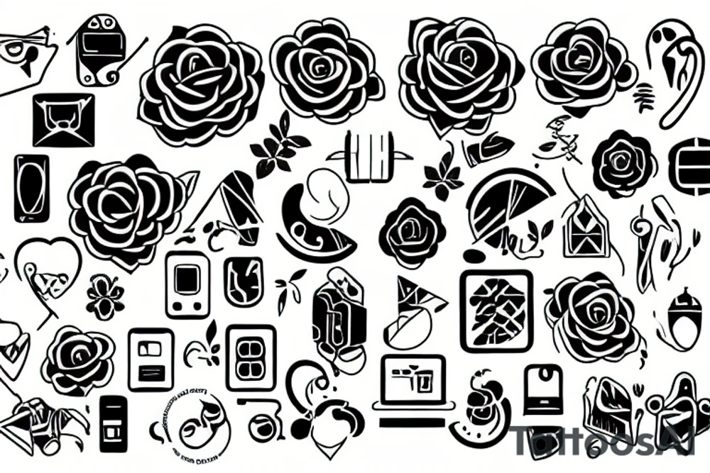 a minimal laptop in full color tattoo idea