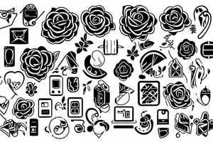 a minimal laptop in full color tattoo idea