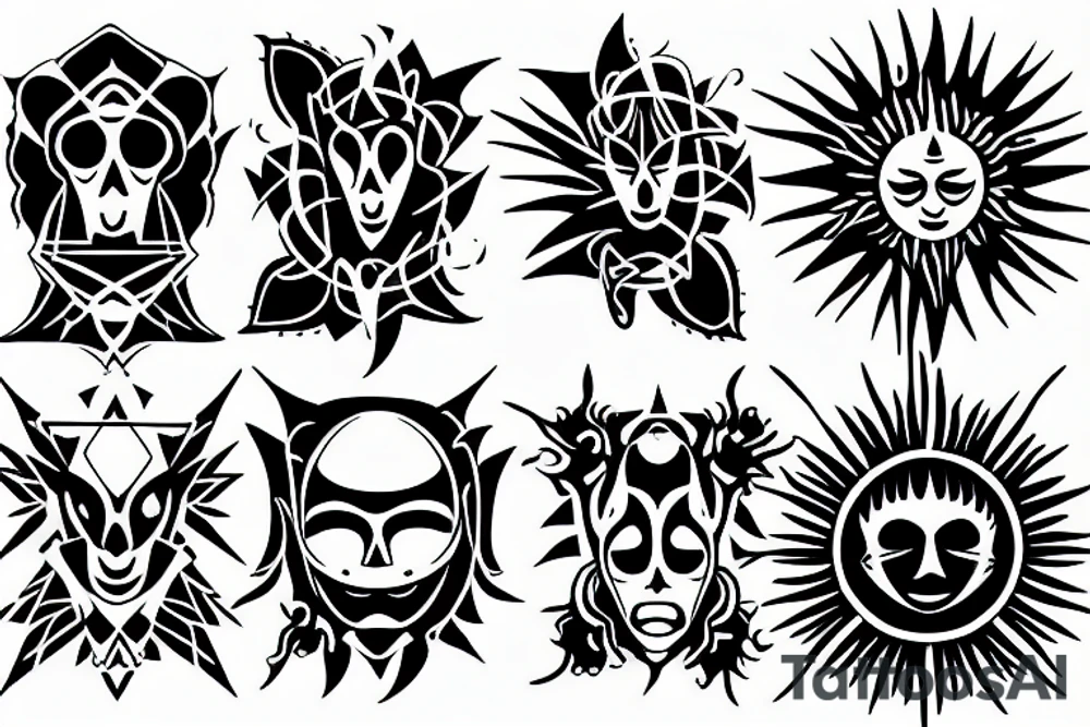 black gothic sun tattoo idea