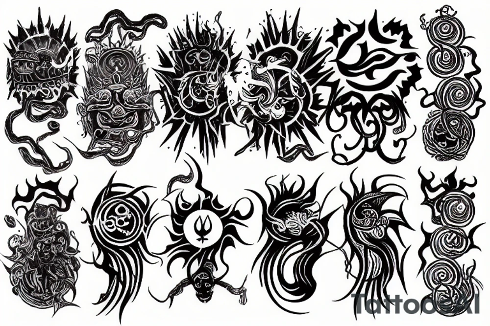 god like alchemy magical black sun tattoo idea