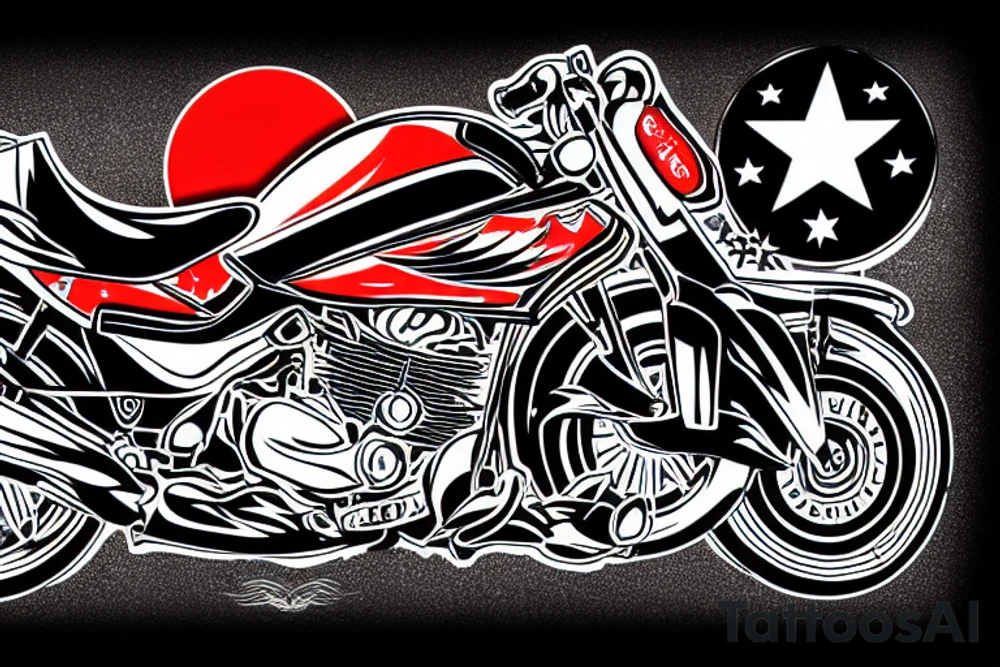 Vietnamese Honda Wyn motorbike with the Vietnam star on the tank tattoo idea