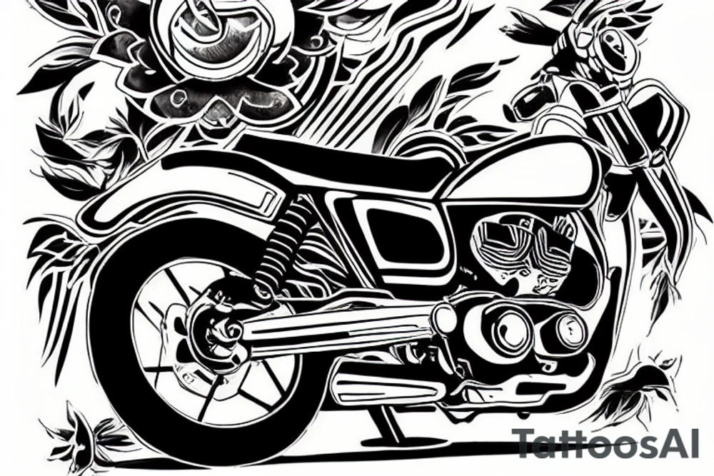Honda win motorbike with a vietnamese star on it tattoo idea