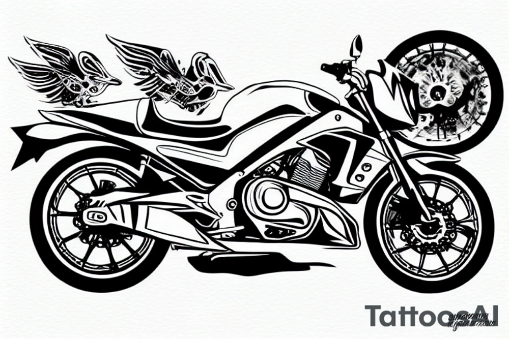 Honda win motorbike with a vietnamese star on it tattoo idea